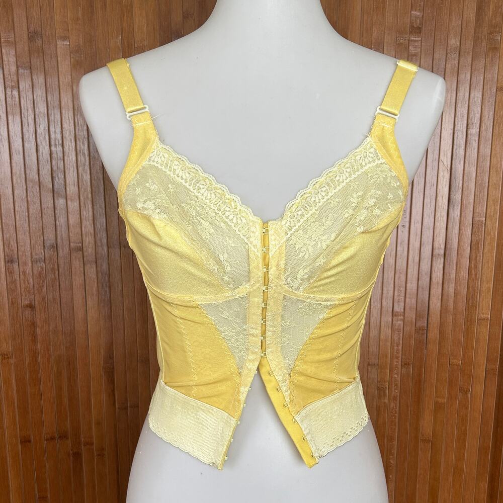 Carnival Yellow Longline Bustier Corset Top Size 36B Custom Dyed Oaak
